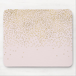 Mousepad Tendência Moderna do Glam Confetti Rosa e Dourada