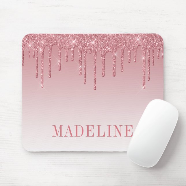 Mousepad Tendência Moderna e Motiva Rosa Rosa Dusty Glitter (Com mouse)