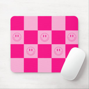 Mousepad Tendy Hot Pink Checkered & Smiling Face
