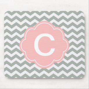 Mousepad Tendy, moderno, elegante monograma de fevron de ci
