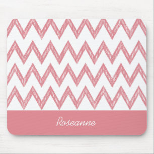 Mousepad Tendy Pencil Pink Chevron Zigzags Com Nome