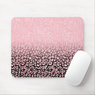 Mousepad Tendy Rosa preto Glitter Ombre Leopardo preto Dour
