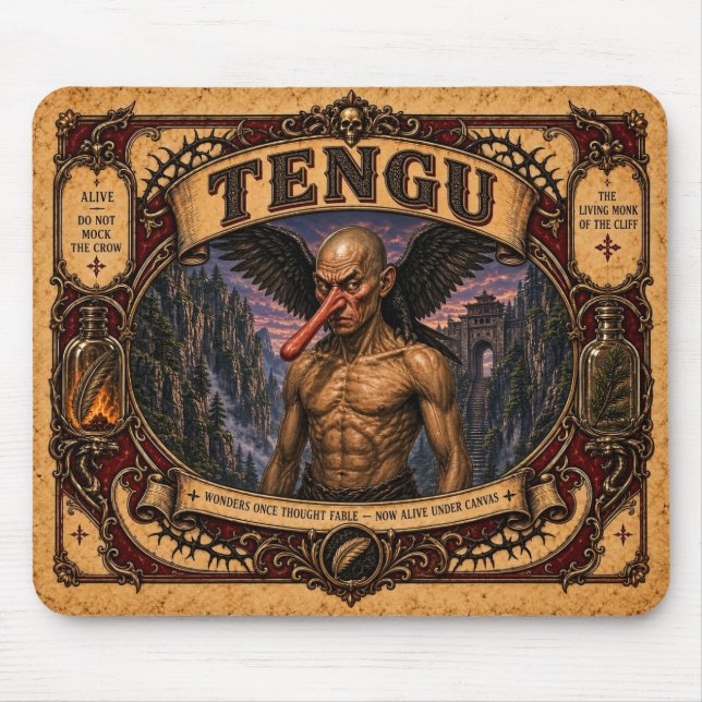 Mousepad Tengu, Monstro de Circo Vintage (Frente)