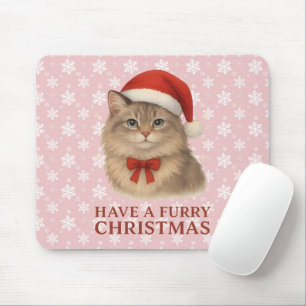 Mousepad Tenha um Natal Felpudo Gatinho Siberiano Fofo de P