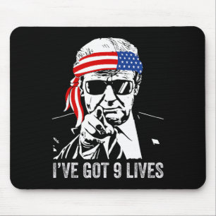 Mousepad Tenho 9 Vidas - Trump 2024 Engraçado