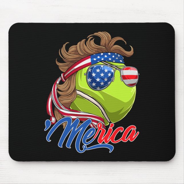 Mousepad Ténis Divertido Merica Ll E Óculos De Sol Da Bande (Frente)