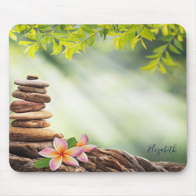 Mousepad Terapeuta Pedras Zen,Flores,Paisagem (Frente)