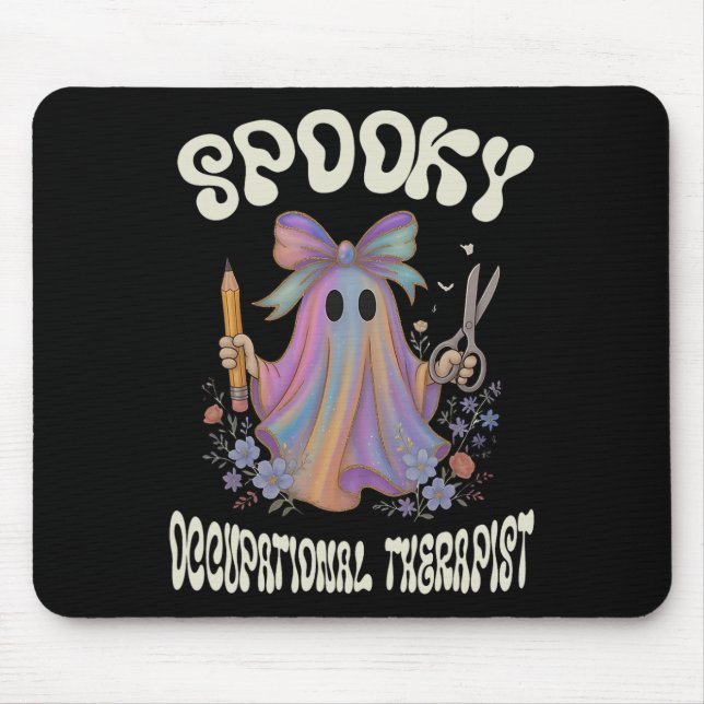 Mousepad Terapêutica Ocupacional Spookational Ghost Floral  (Frente)