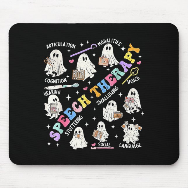 Mousepad Terapia da Fala Retro Groovy Divertido Fantasma de (Frente)