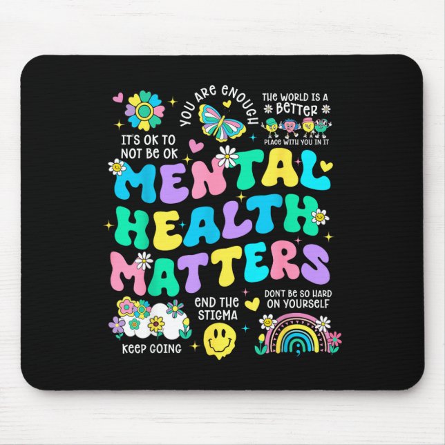 Mousepad Terapia de conscientização da saúde mental cérebro (Frente)