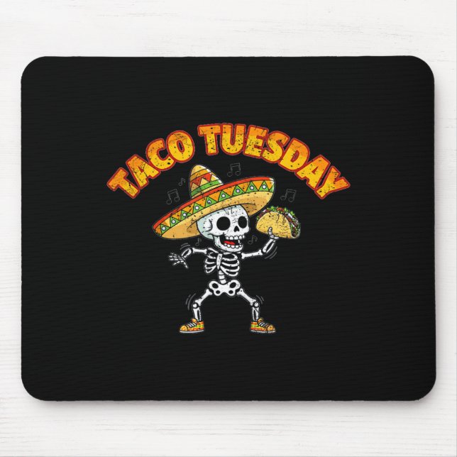 Mousepad Terça-feira de taco dançando esqueleto engraçado c (Frente)