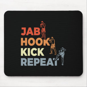 Mousepad Termos de Kickboxing Vintage Entusiasta de Kickbox