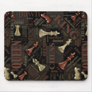 Mousepad Termos e peças de xadrez Cobre e Dourado ID784