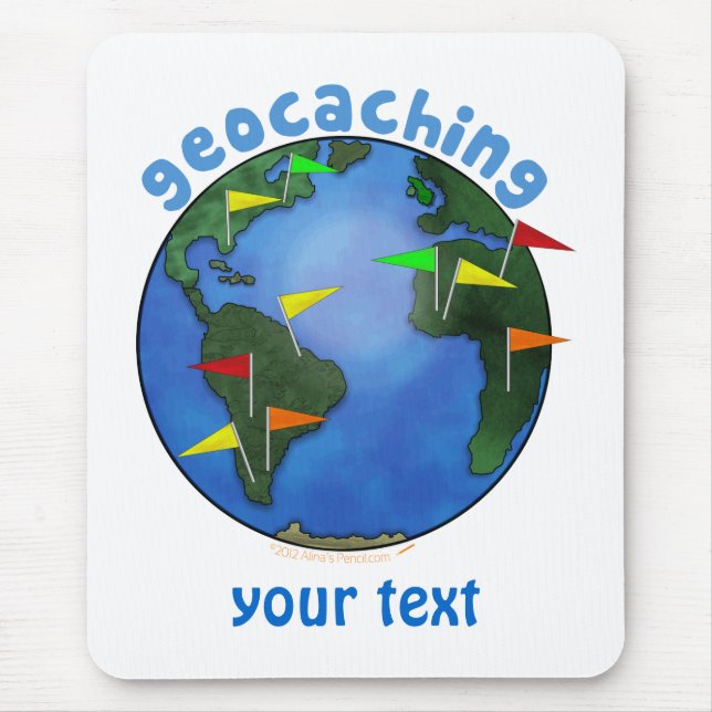Mousepad Terra azul com costume de Geocaching das bandeiras (Frente)