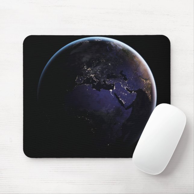 Mousepad Terra De cheio Mostrando As Luzes Da Cidade Da Eur (Com mouse)
