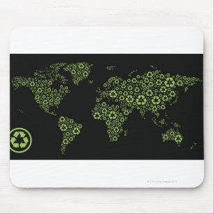 Mousepad Terra do planeta compor de símbolos do reciclagem