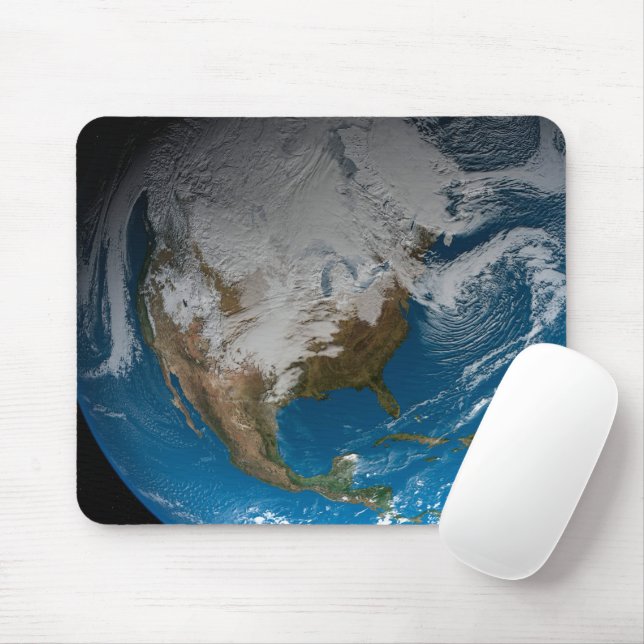 Mousepad Terra Inteira Com Nuvens Simuladas Sobre A América (Com mouse)