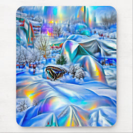 Mousepad Terra Maravilha Surreal de inverno com Luzes Iride