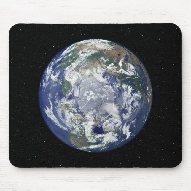Mousepad Terra totalmente iluminada centrada no Polo Norte (Frente)
