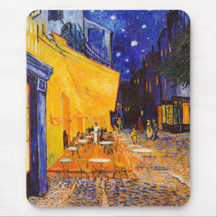 Mousepad Terraço do café de Vincent van Gogh na noite