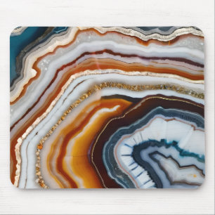 Mousepad Terracota Vermelha Ágata Geodo Branco Preto Azul D