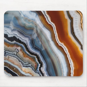 Mousepad Terracota Vermelha Geodo de Ágata Dourada Azul Pre