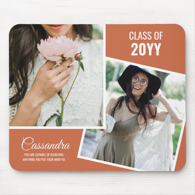 Mousepad Terracotta Minimalista Dois Formandos Fotográficos (Frente)