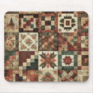 Mousepad Terracotta Patchwork Quilt Rustic Floral Desk