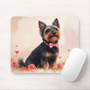 Mousepad Terrier Australiano com Rosas - Dia dos Namorados
