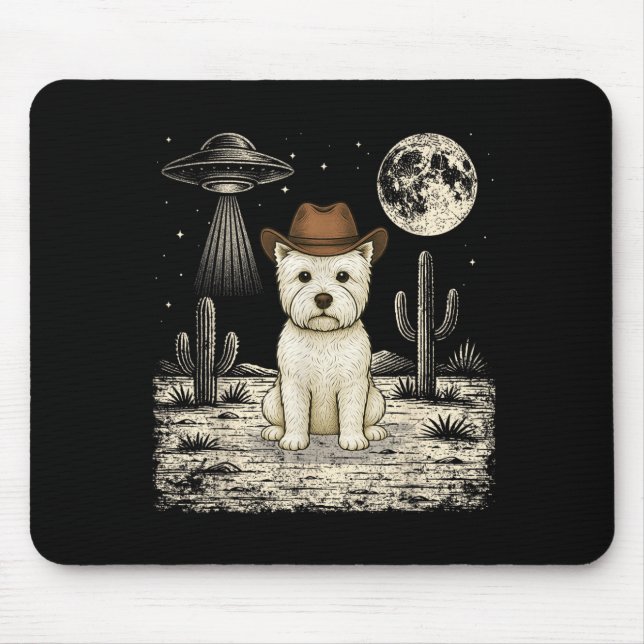 Mousepad Terrier Branco de West Highland Cowboy Ocidental E (Frente)