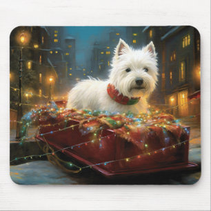 Mousepad Terrier Branco do West Highland Natal Festivo