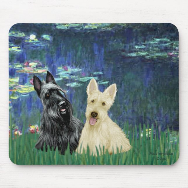 Mousepad Terrier Escocês (dois-BW) - Lírios 5 (Frente)