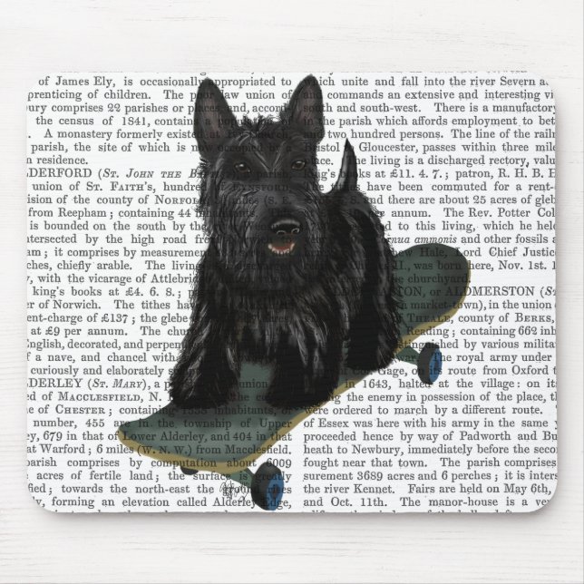 Mousepad Terrier escocês e skateboard (Frente)