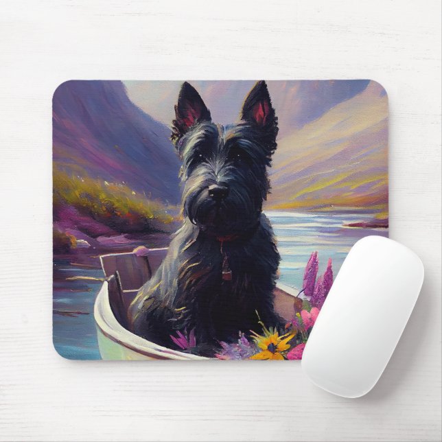 Mousepad Terrier escocês em um remo: uma aventura cênica (Com mouse)