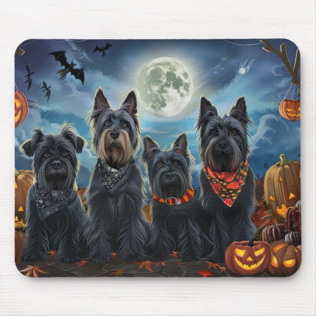 Mousepad Terrier Escocês Halloween Assustador (Frente)
