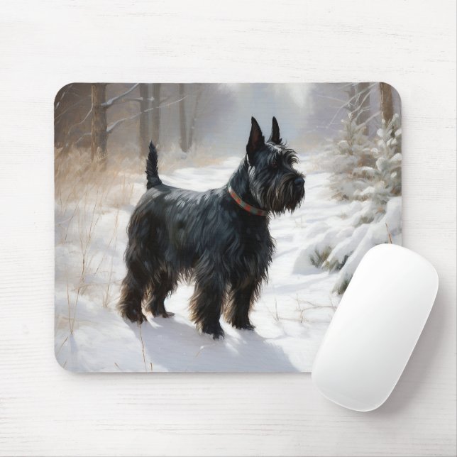 Mousepad Terrier escocês que deixe nevar o Natal (Com mouse)