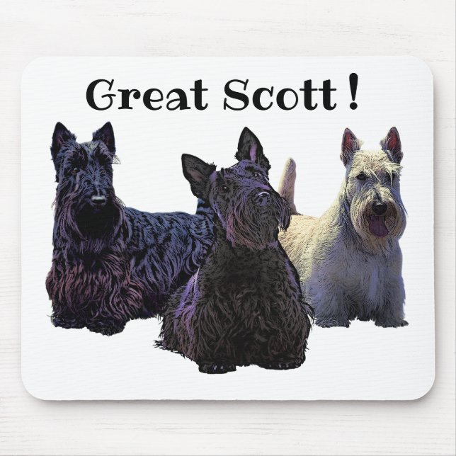 Mousepad Terrier escocês trio preto/branco, Excelente Scott (Frente)