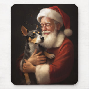 Mousepad Terrier Rato com Papai Noel Natal Festivo