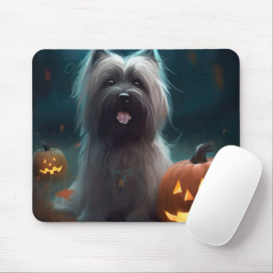 Mousepad Terrier Skye de Halloween com Abóboras Assustador