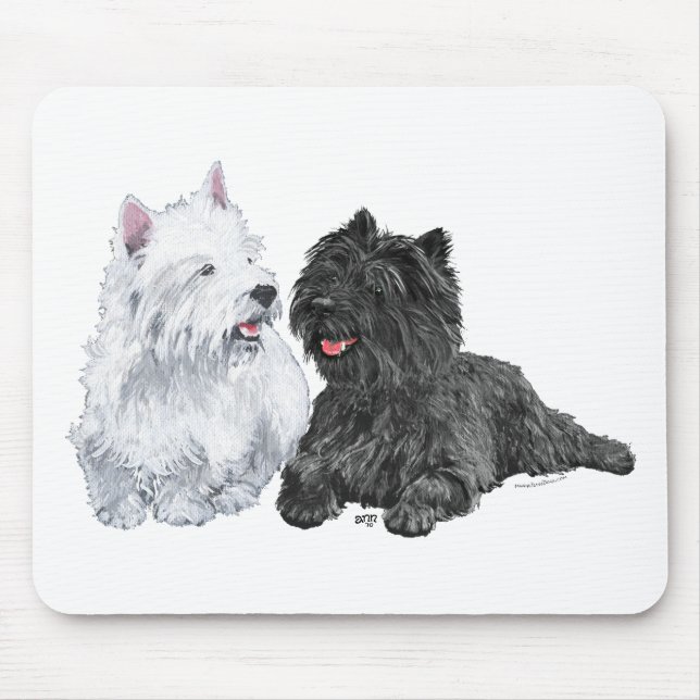 Mousepad Terristas do Cairn Negro e do West Highland (Frente)