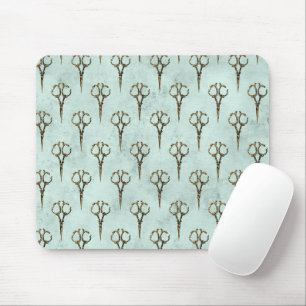 Mousepad Tesoura Dourada Antiga Cabeleireiro Corte de Cabel