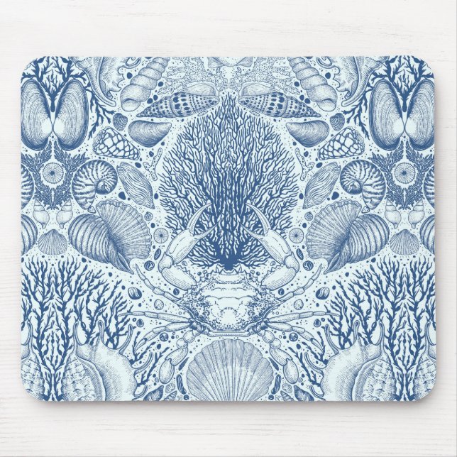 Mousepad Tesouros de praia em azul (Frente)