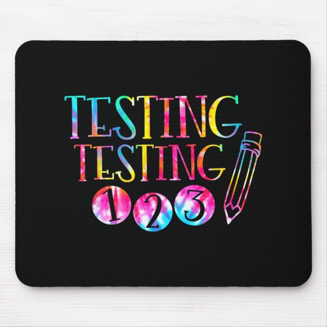 Mousepad Teste do dia de teste do professor Teste 1-2-3 (Frente)