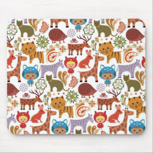 Mousepad Teste padrão abstrato da criança e dos animais
