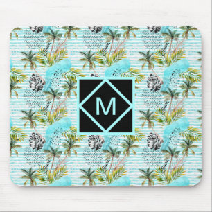 Mousepad Teste padrão abstrato da palmeira da aguarela