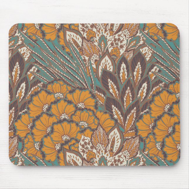 Mousepad Teste padrão abstrato da pena do pavão (Frente)