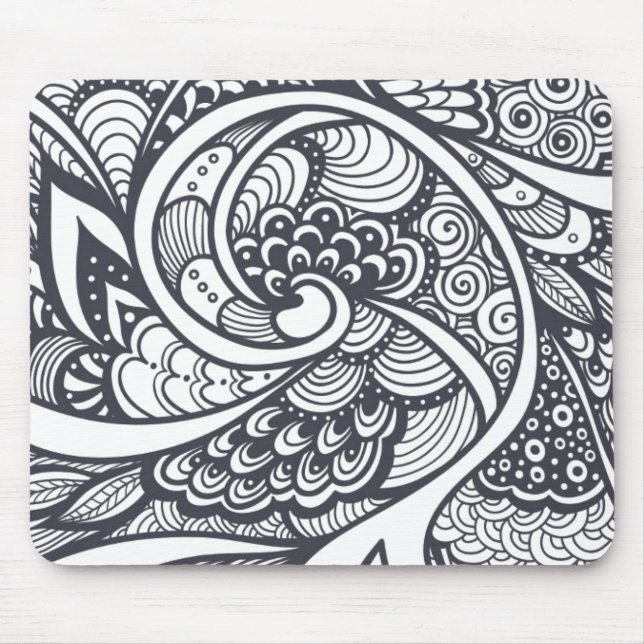 Mousepad Teste padrão abstrato no estilo do Zen-Doodle (Frente)