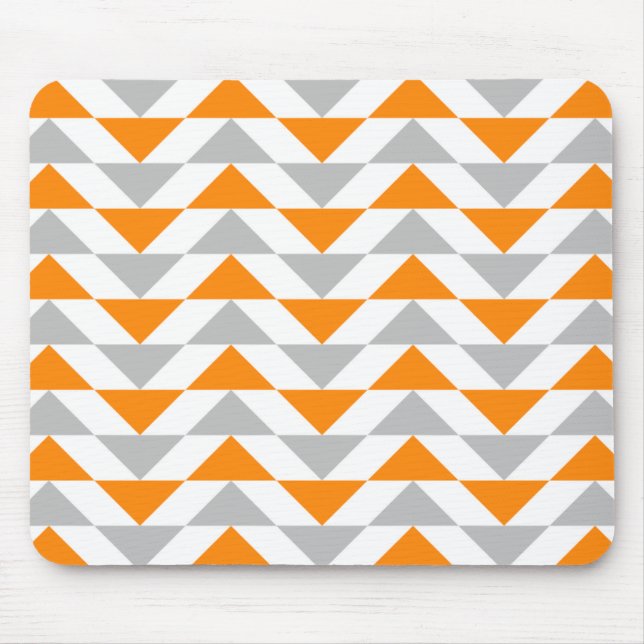 Mousepad Teste padrão alaranjado do branco cinzento dos tri (Frente)
