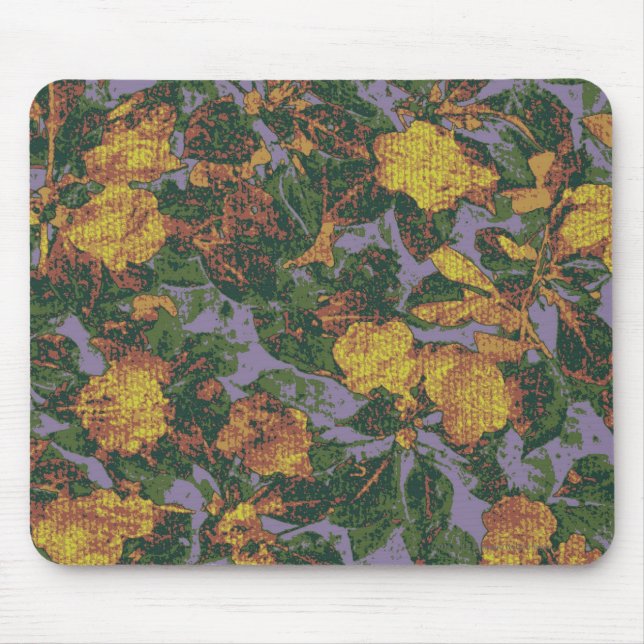 Mousepad Teste padrão amarelo da camuflagem da flor (Frente)
