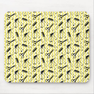 Mousepad Teste padrão amarelo da ferramenta do cabeleireir